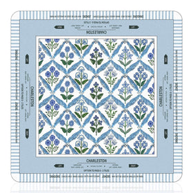 Tegeme Chinoiserie Mahjong Mat with blue purple flowers protects tables during mahjong games