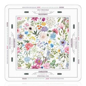 Tegeme Chinoiserie Mahjong Mat with colorful floral pattern enhances table aesthetics and gameplay.