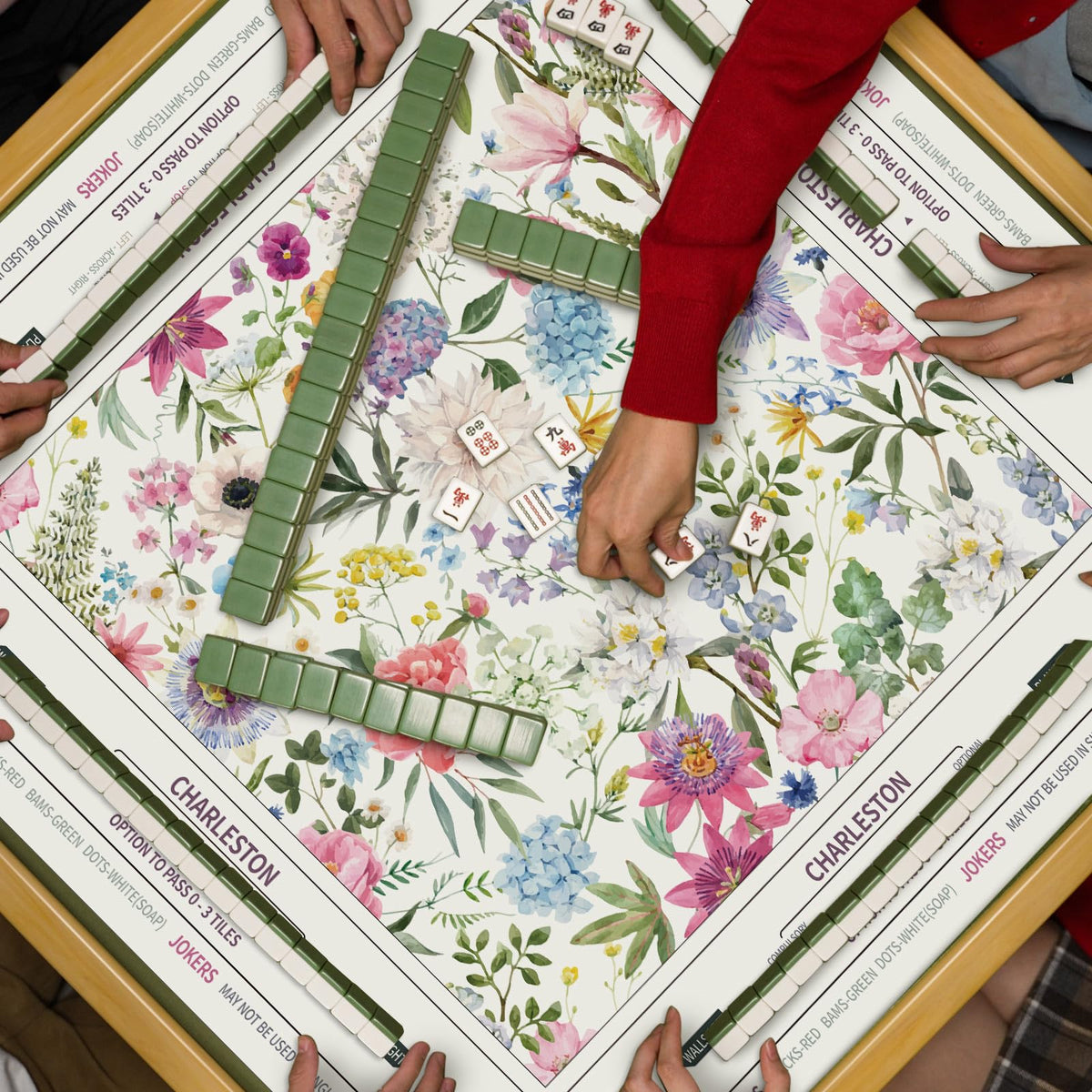Tegeme decorative mat doubles as a protective table pad.
