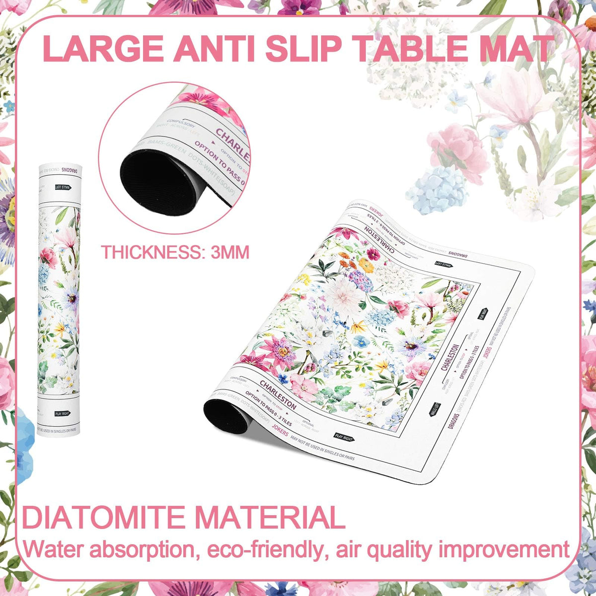 Tegeme Chinoiserie mat reduces tile noise for quiet sessions.