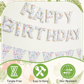 Tegeme colorful triangle flags brighten tables and walls for memorable decorating.