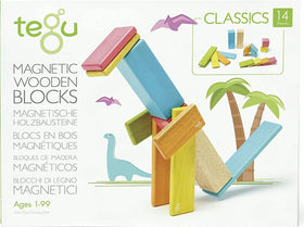 Tegu Wooden Tints Set 14-piece box for open-ended play and storage.