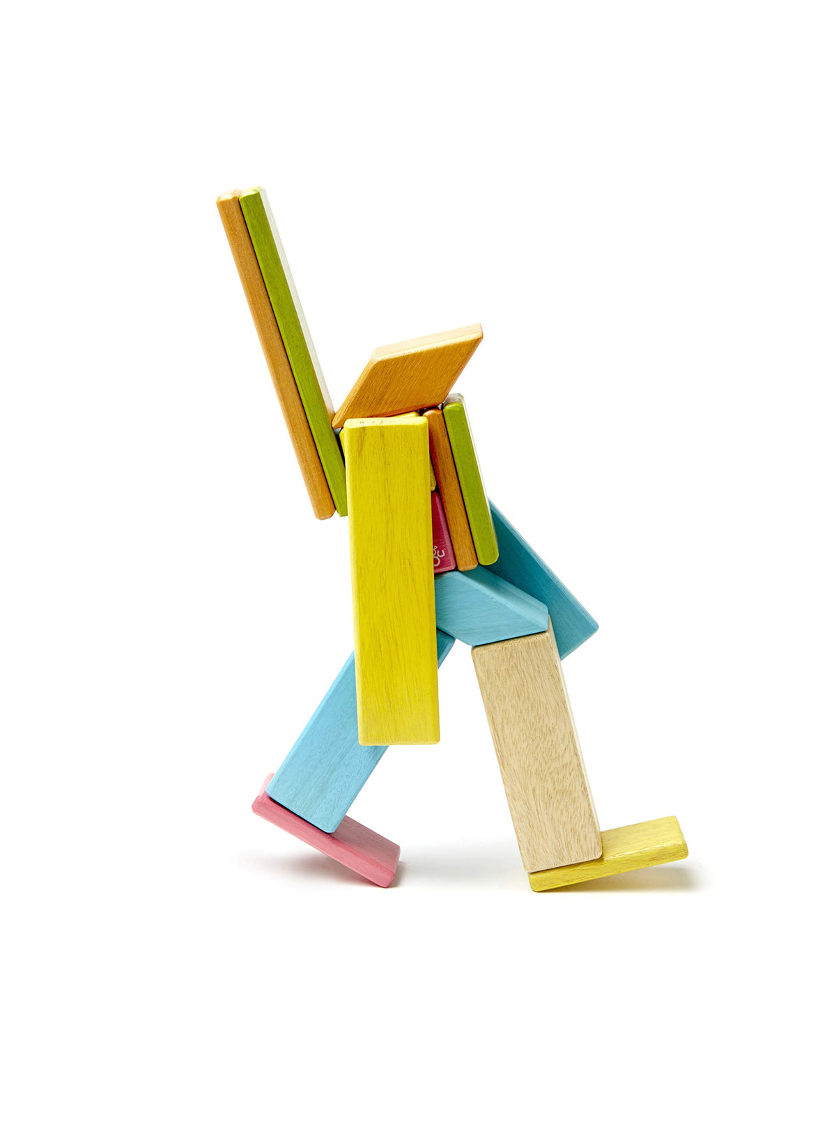Tegu Wooden Tints Set long planks support larger structures with magnets.