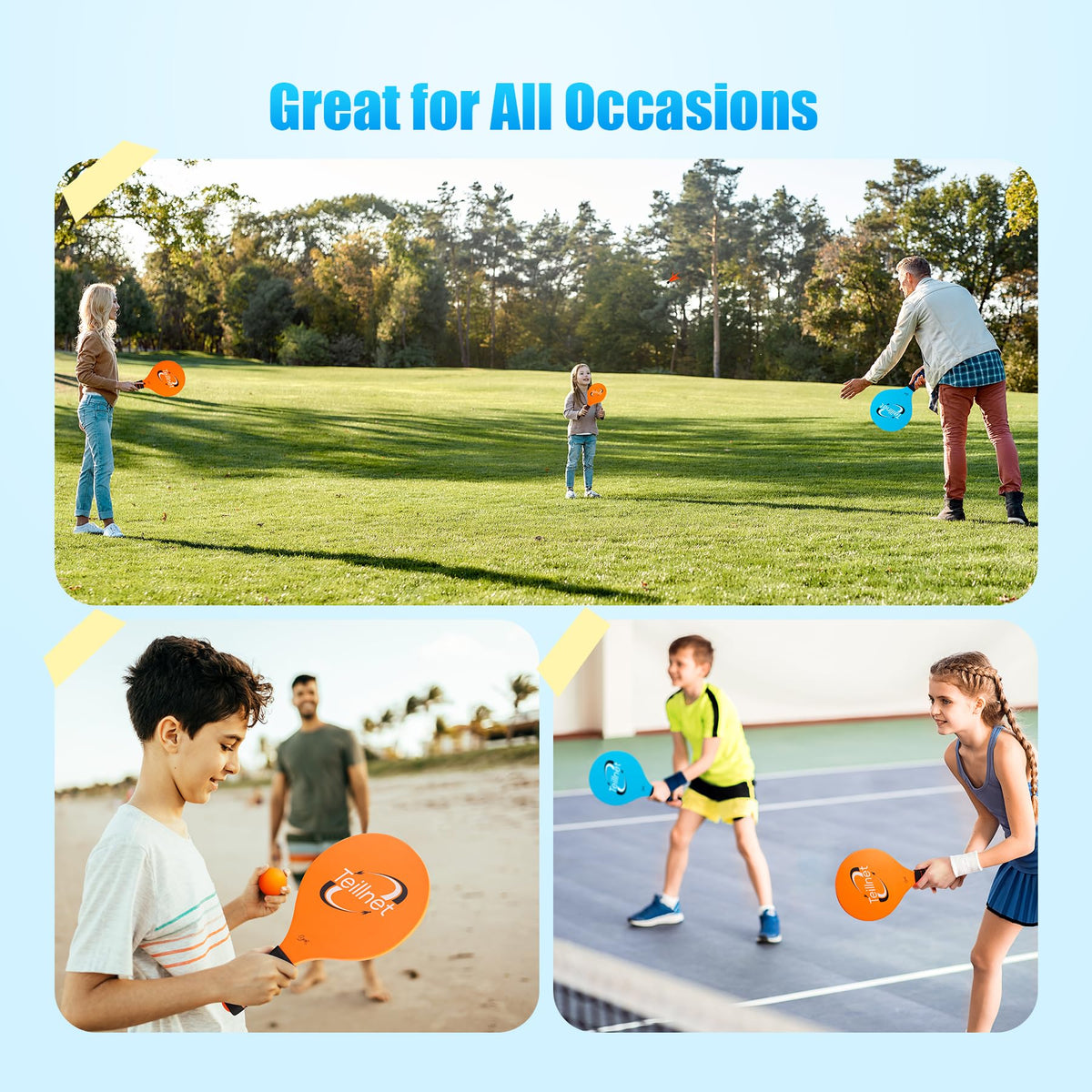 TEILLNET Beach Paddle Ball Set ideal for kids and family gatherings