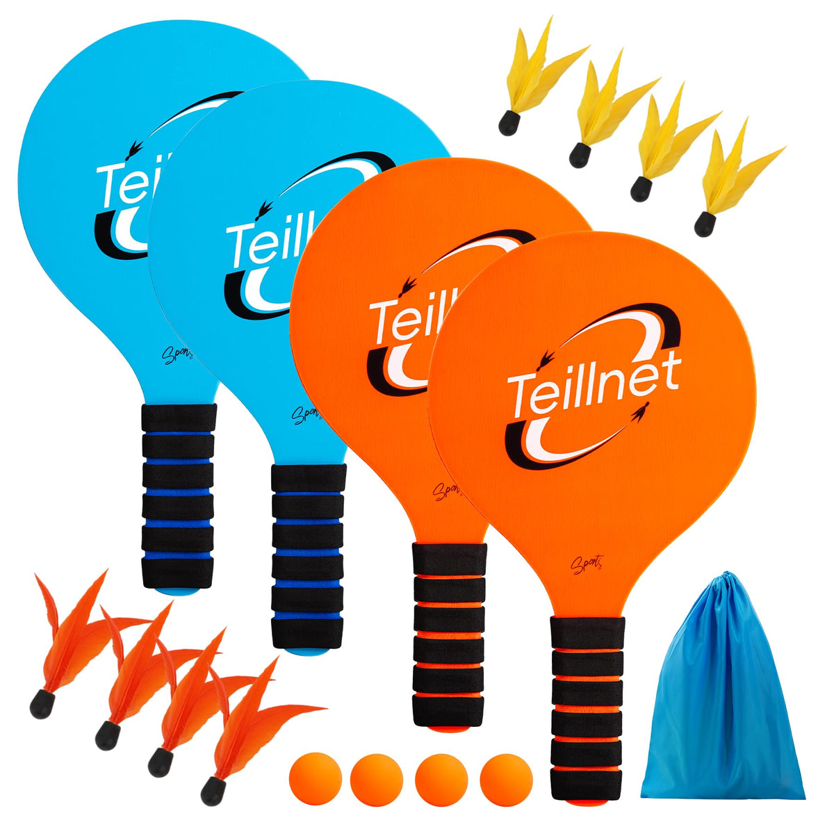 TEILLNET Beach Paddle Ball Set paddles in hand for family play