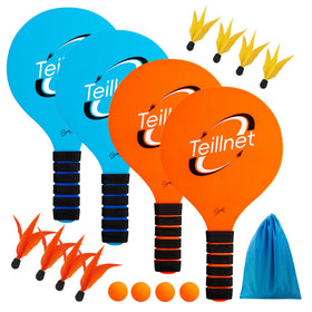 TEILLNET Beach Paddle Ball Set paddles in hand for family play