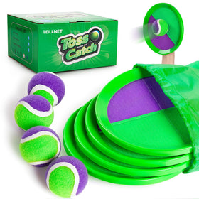 TEILLNET Toss and Catch paddles close-up showing durable nylon fabric for beach play.