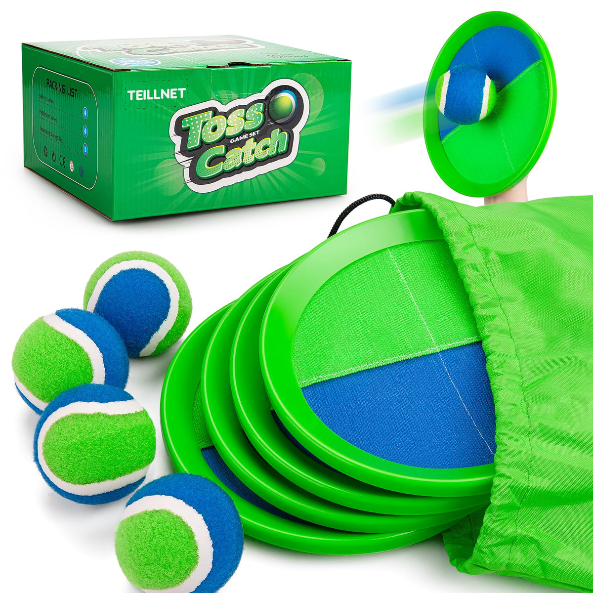 TEILLNET toss and catch paddles for durable outdoor play near water