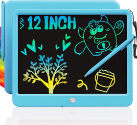 TEKFUN 12-inch blue LCD tablet front view for mess-free doodling on the go
