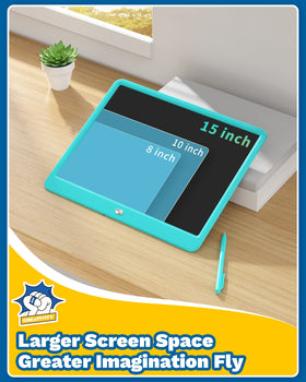 TEKFUN 15-inch blue tablet used for school notes and sketches