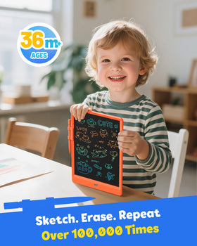 TEKFUN doodle board showing eye-protection color screen for calm coloring sessions.