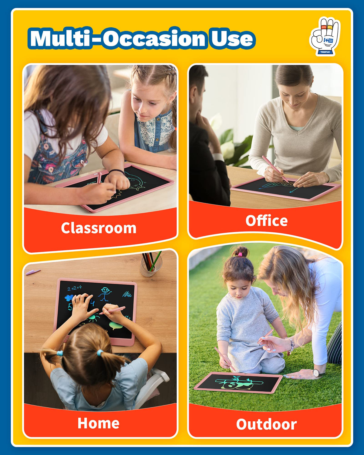 TEKFUN-girls-creative-learning-pad supports imaginative drawing and early writing without distractions.