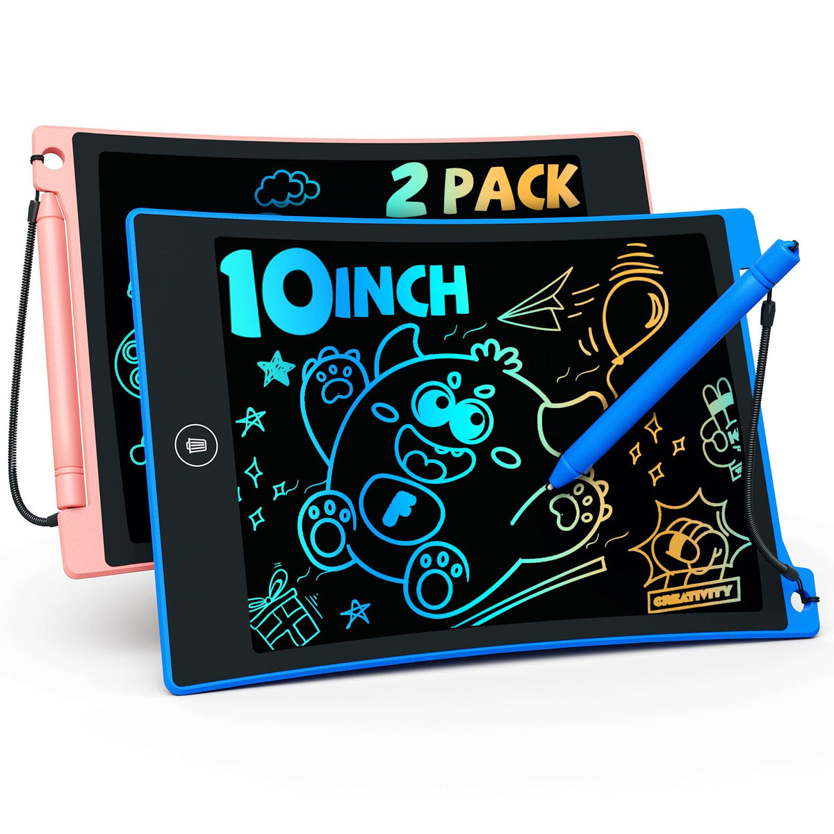 TEKFUN 10-inch LCD doodle boards, front view, ideal for on-the-go creativity
