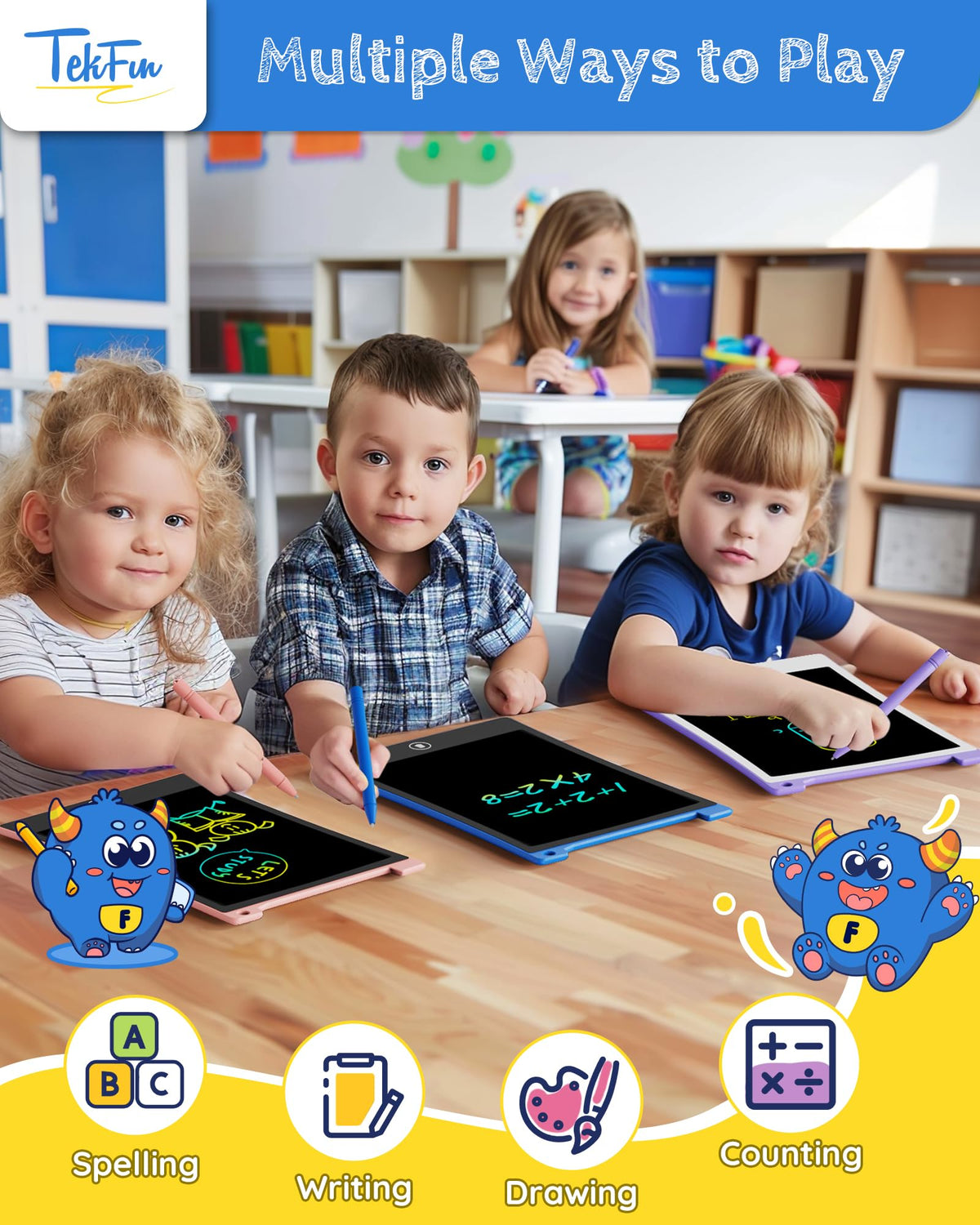 TEKFUN 2-pack with stylus and lanyard, anti-lost design for mess-free art