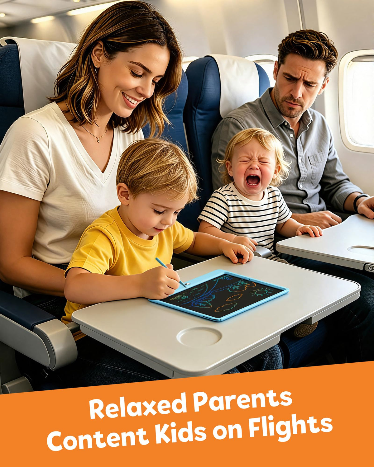 TEKFUN doodle board blue supports kids drawing during car trips