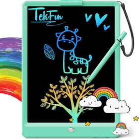 TEKFUN LCD writing tablet for kids, 10-inch green front view, mess-free doodling anywhere