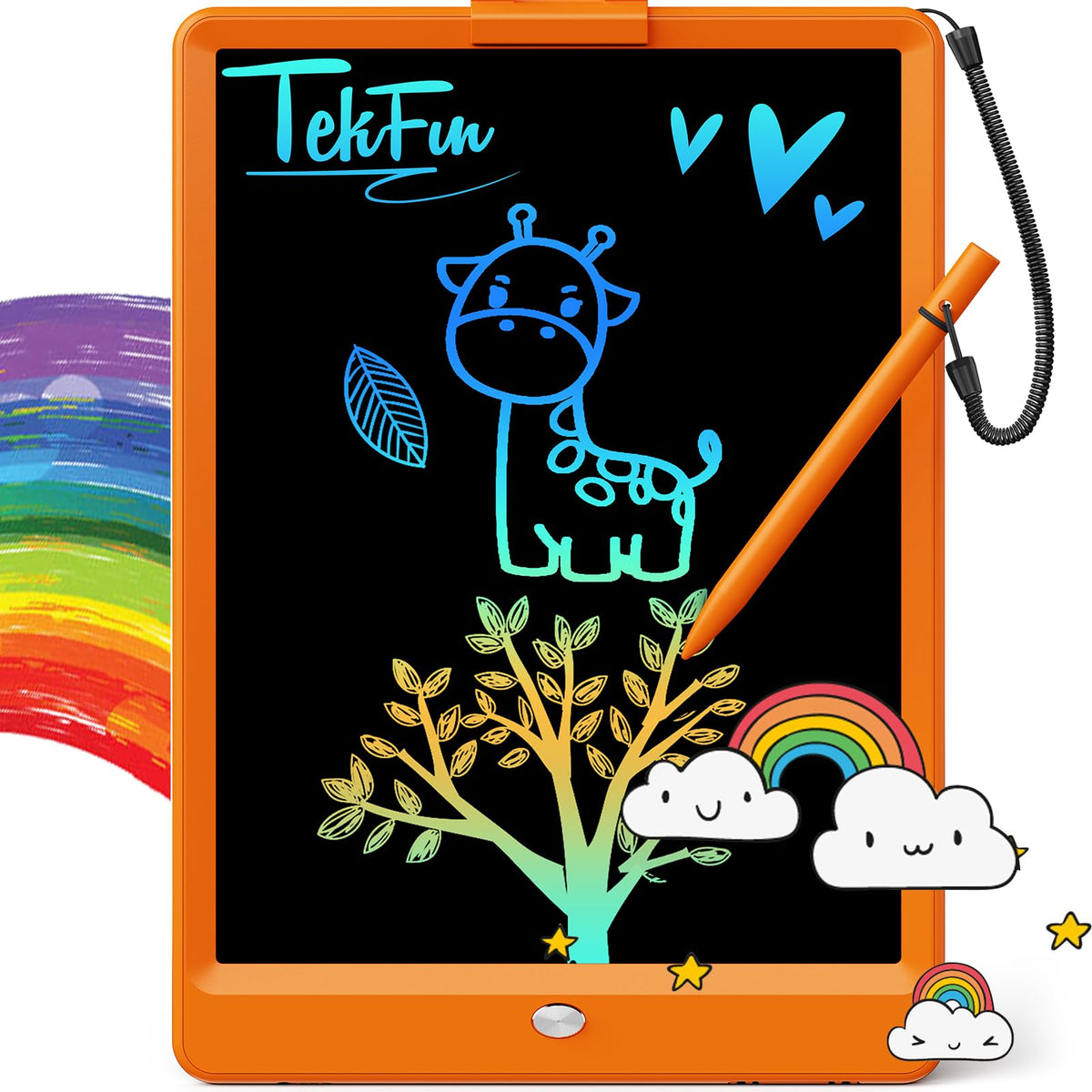 TEKFUN LCD writing tablet 10-inch doodle board for kids, mess-free drawing on the go.