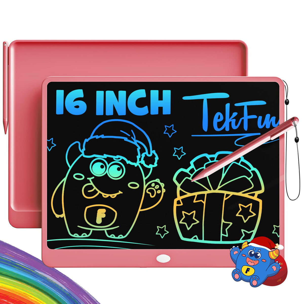 TEKFUN LCD Writing Tablet with a 16-inch pink surface for expansive drawing and learning.