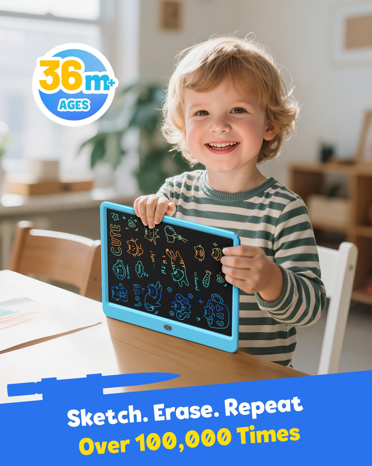 TEKFUN pressure sensitive drawing with stylus blue enables smooth lines