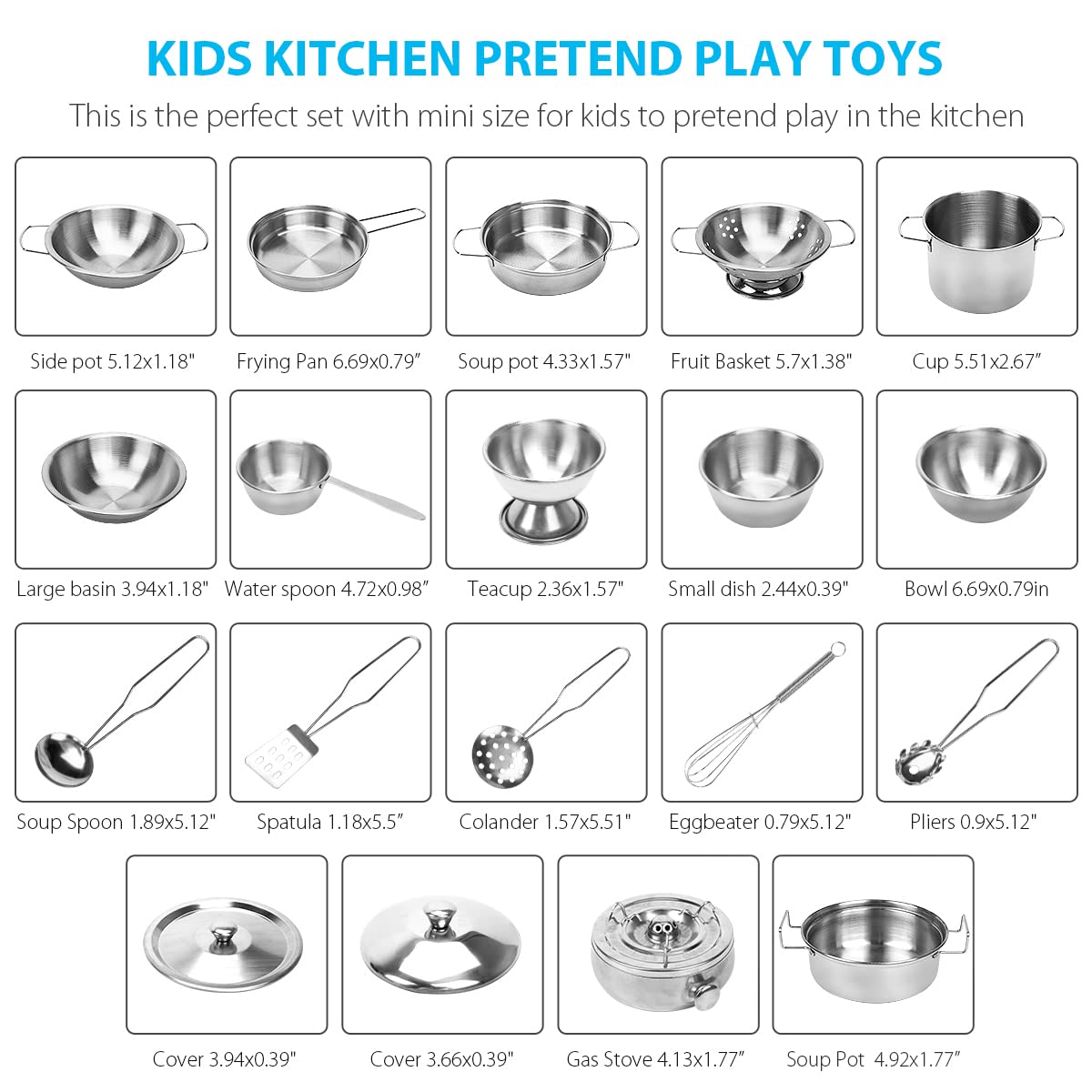 TekkPerry mini stainless steel stove for safe pretend cooking.