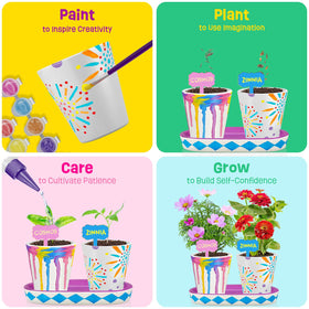 Tekoly flower seeds kit for growing marigold, cosmos, zinnia, portulaca