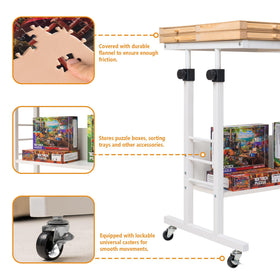 Tektalk bottom shelf provides extra storage for puzzle boxes and accessories.