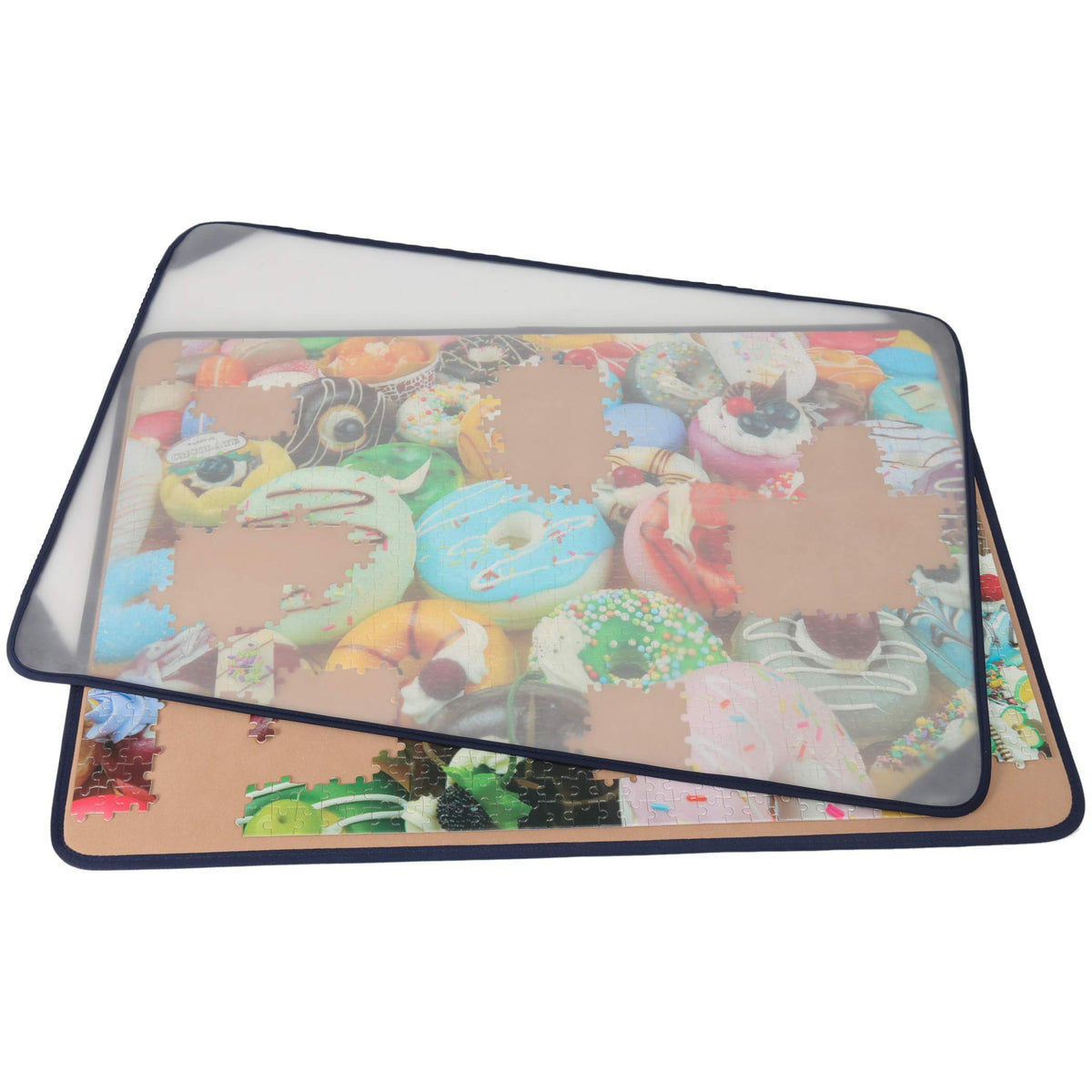 Tektalk jigsaw board with dustproof cover protects puzzles from dust.
