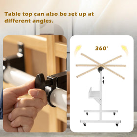 Tektalk Jigsaw Table bottom shelf keeps puzzle boxes within reach.