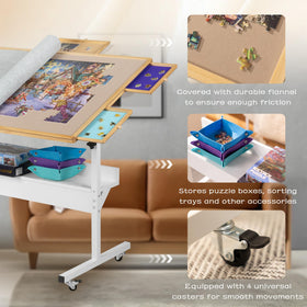Tektalk Jigsaw Table wooden plateau with cover creates a neat work surface.