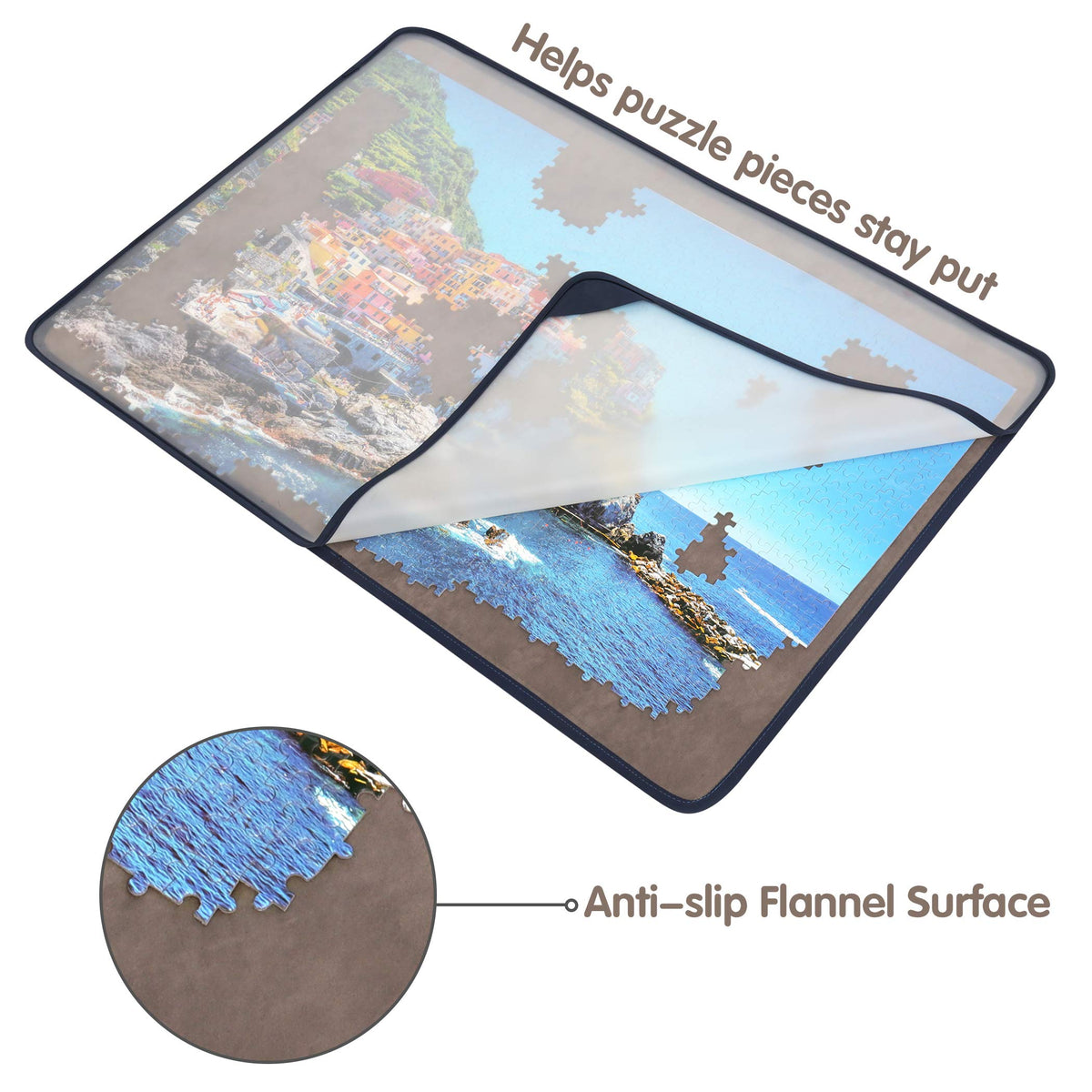 Tektalk puzzle board storage-ready setup supports pausing unfinished puzzles.