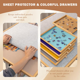 Tektalk puzzle table drawer knobs for easy access to sorted pieces