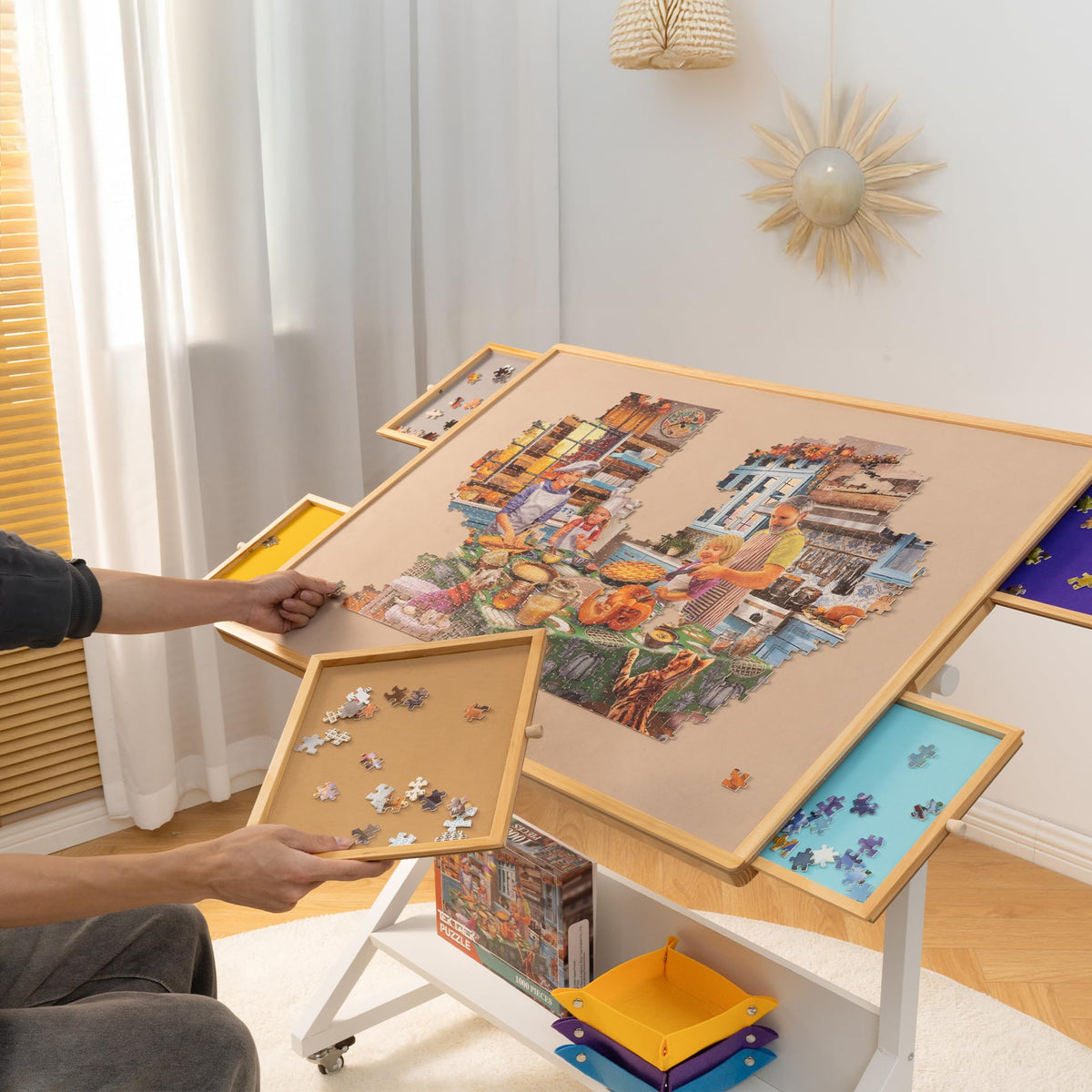 Tektalk puzzle table bottom storage shelf for extra organization