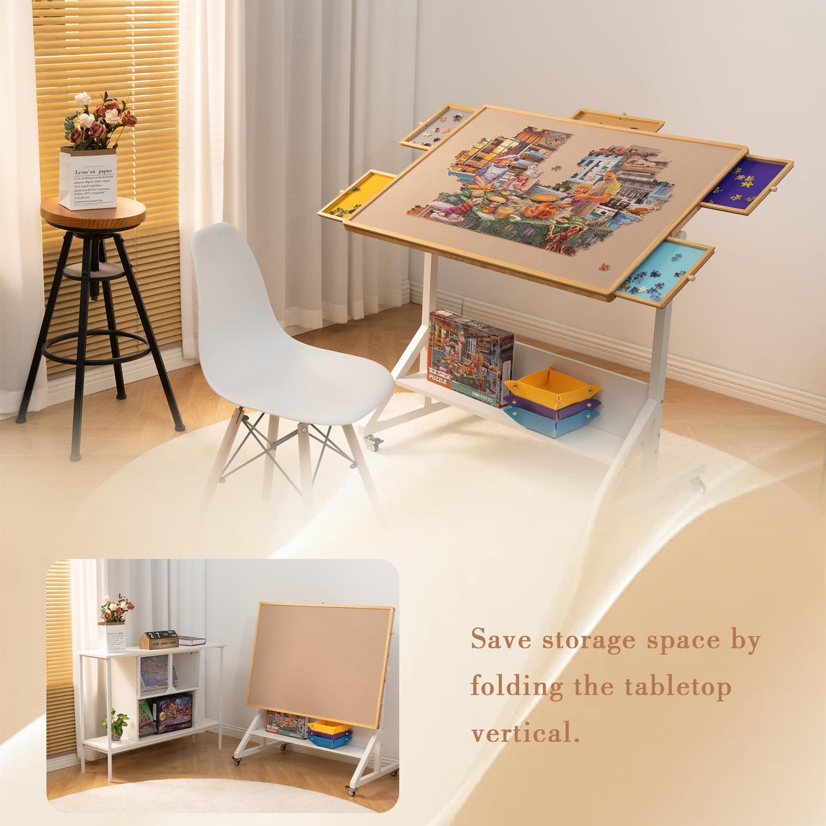 Tektalk puzzle table tilt angle shown for ergonomic assembly