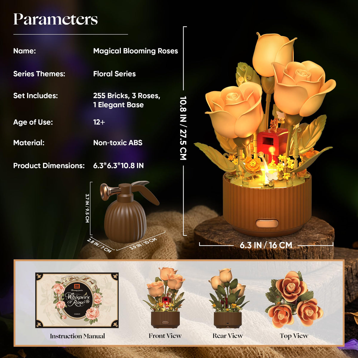 Interactive sound and light rose enhances ambience for celebrations.