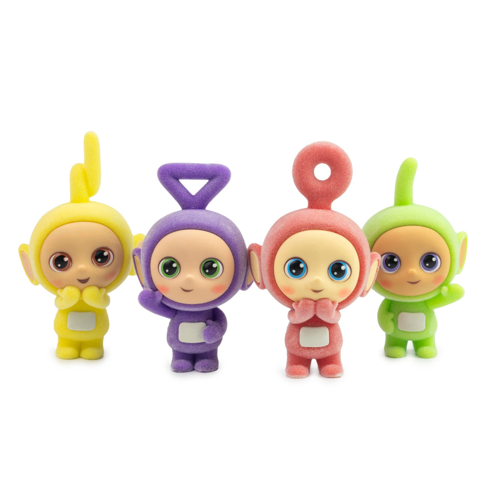 Teletubbies Tinky Winky flocked Cheebee 2.5-inch figure for desk display and gifts