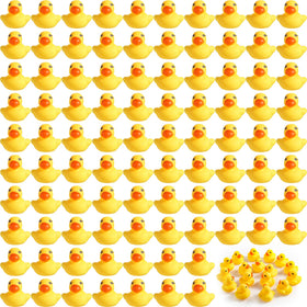 Teling 200 Pcs mini rubber ducks bulk, bright yellow, ideal for party favors.