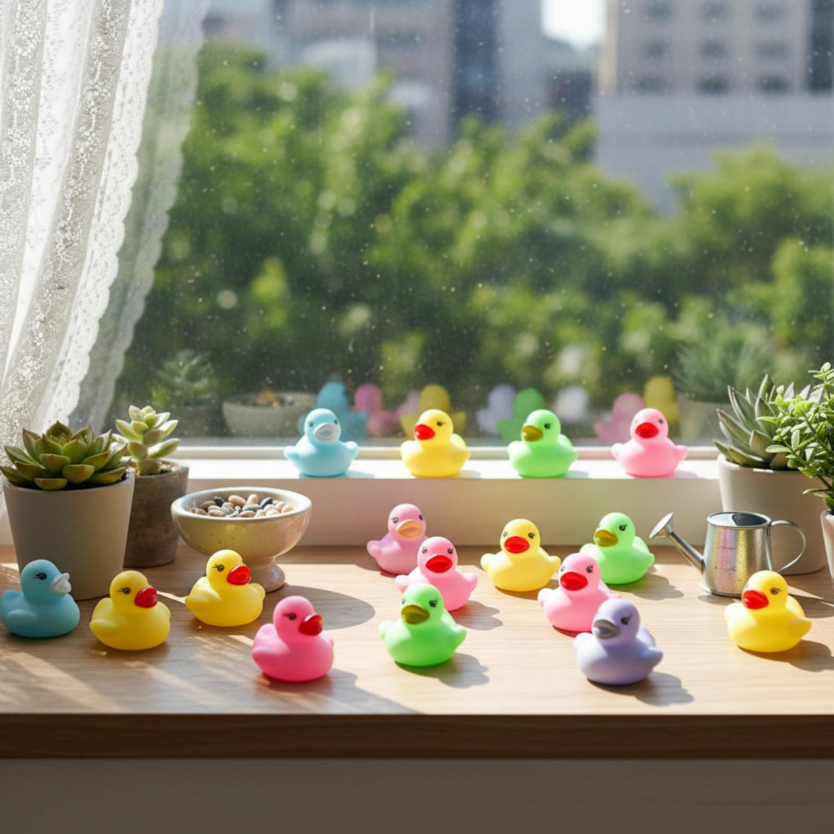 Teling ducks table centerpiece creates cheerful display