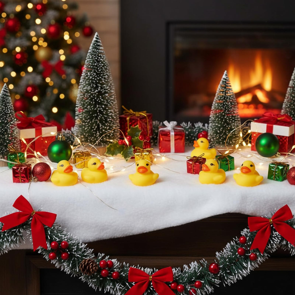 Teling small ducks as table centerpiece to brighten party tables.
