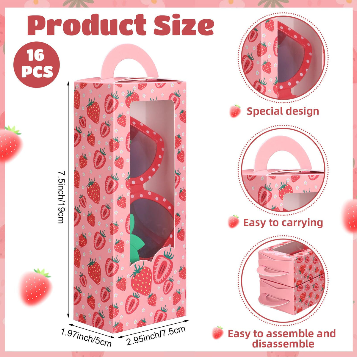 Tellegloww strawberry gift boxes display candies and small gifts with festive appeal.