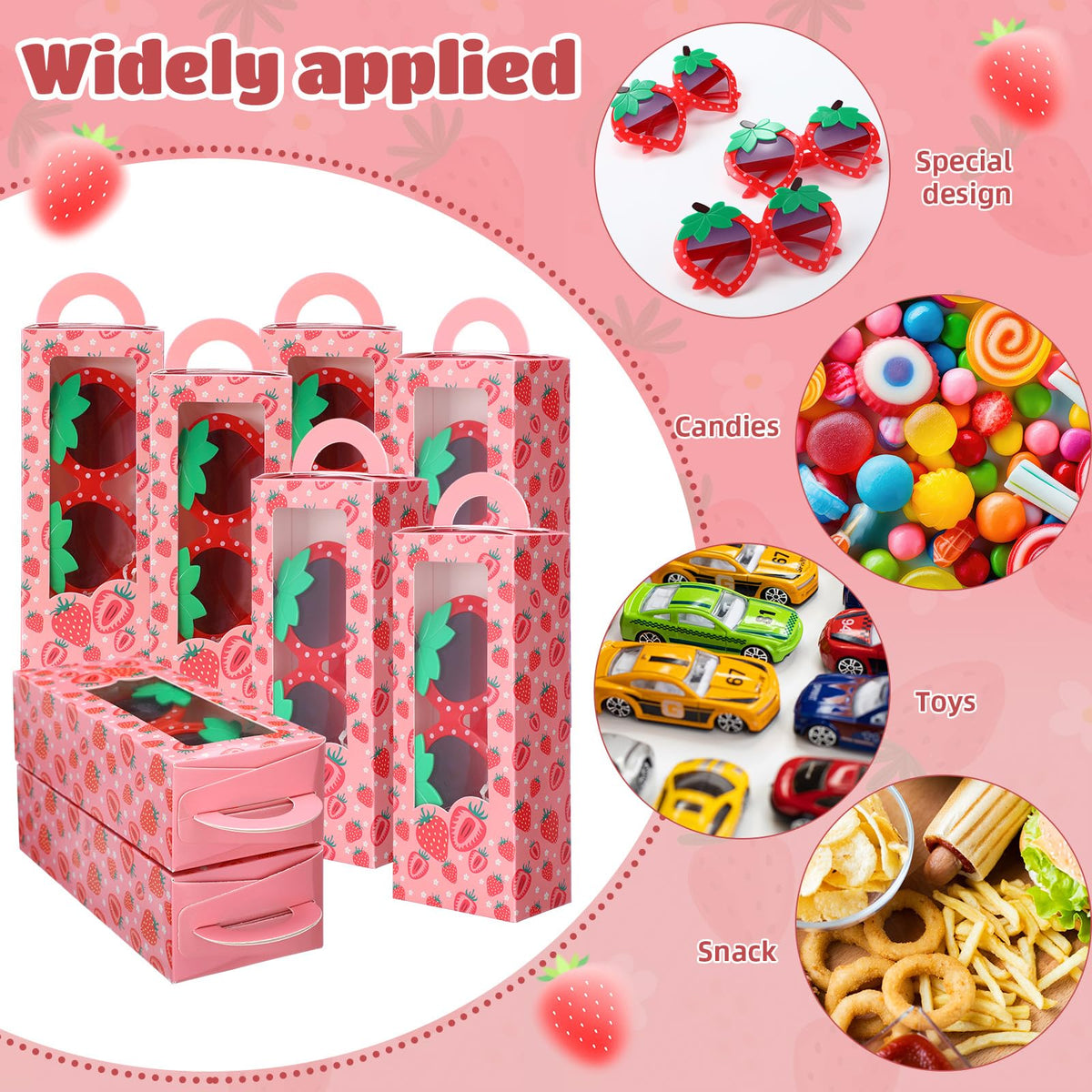 Tellegloww strawberry sunglasses ensemble creates a coordinated party favors set.