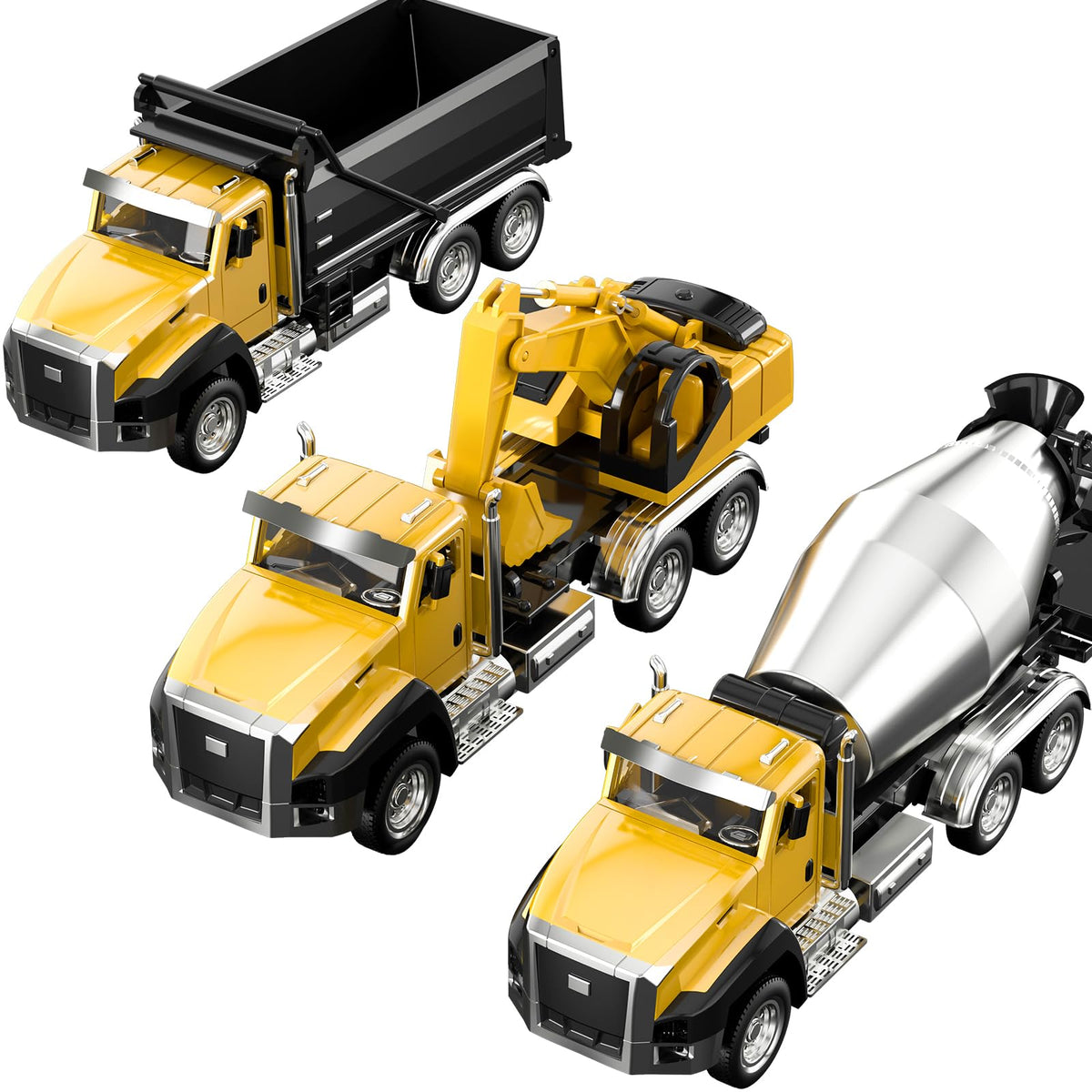 TEMI Digger front view toy shows durable metal build for imaginative play.