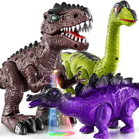 TEMI dinosaur trio walking set in bright colors for engaging toddler play.