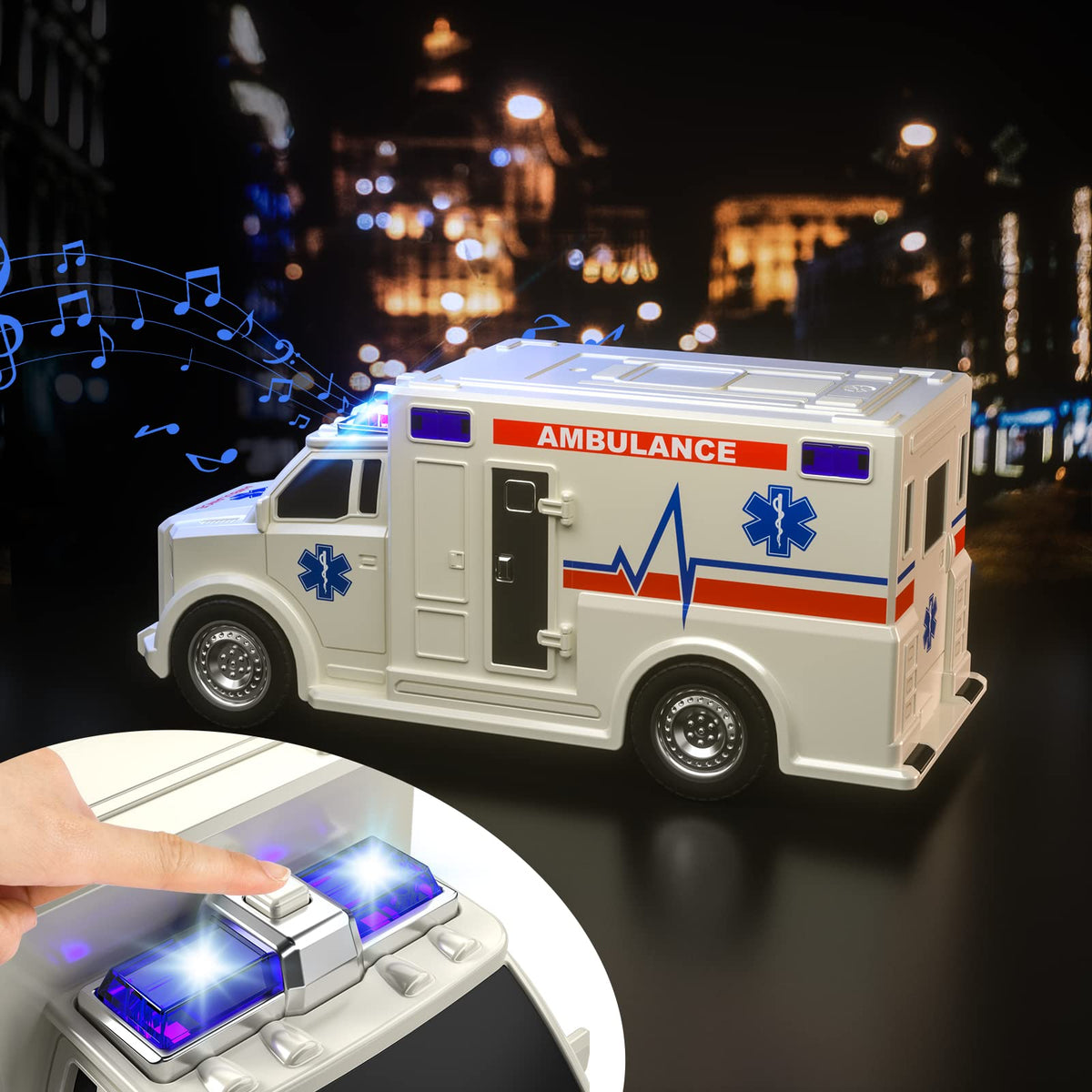 TEMI ambulance toy with lights and siren for quick-response imagination