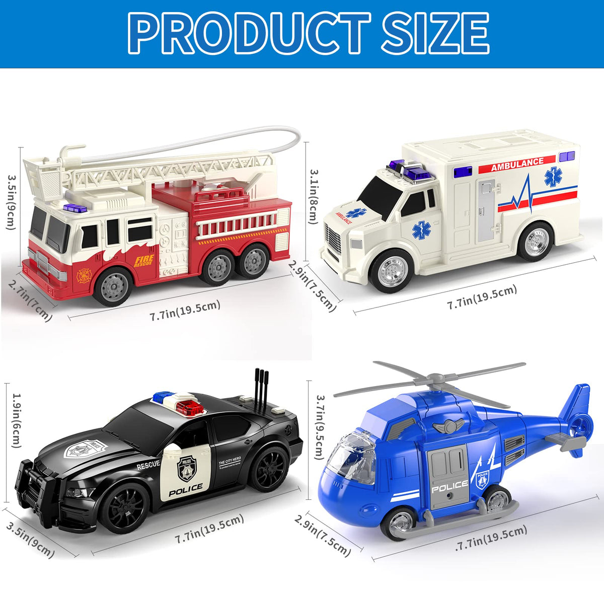 TEMI police car toy with opening doors for interactive pretend play