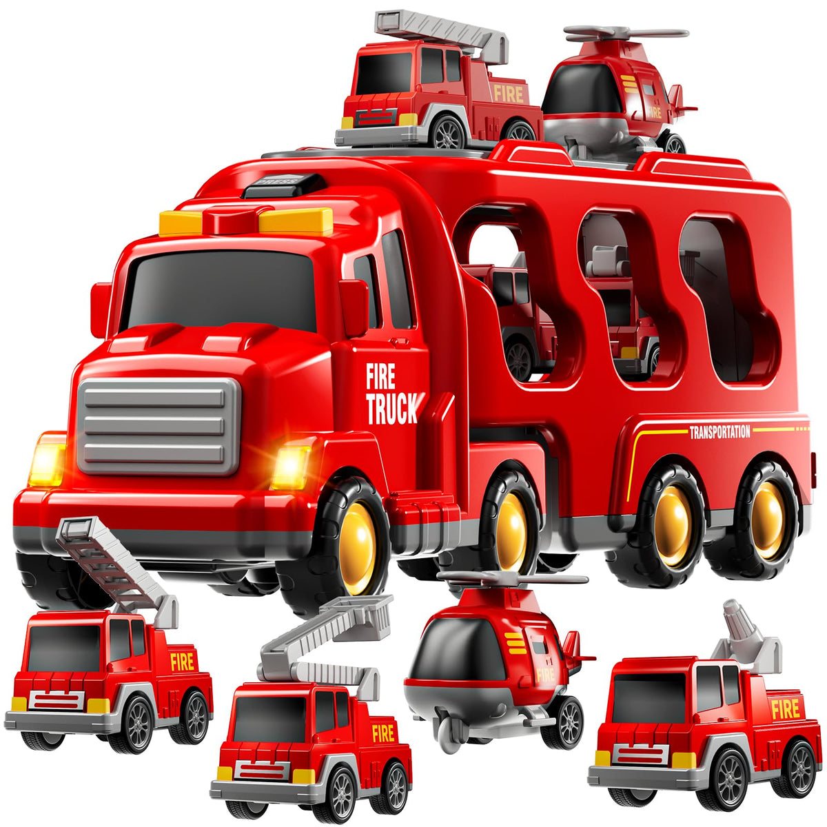 TEMI Fire Trucks large transport truck with lights sparks imaginative play