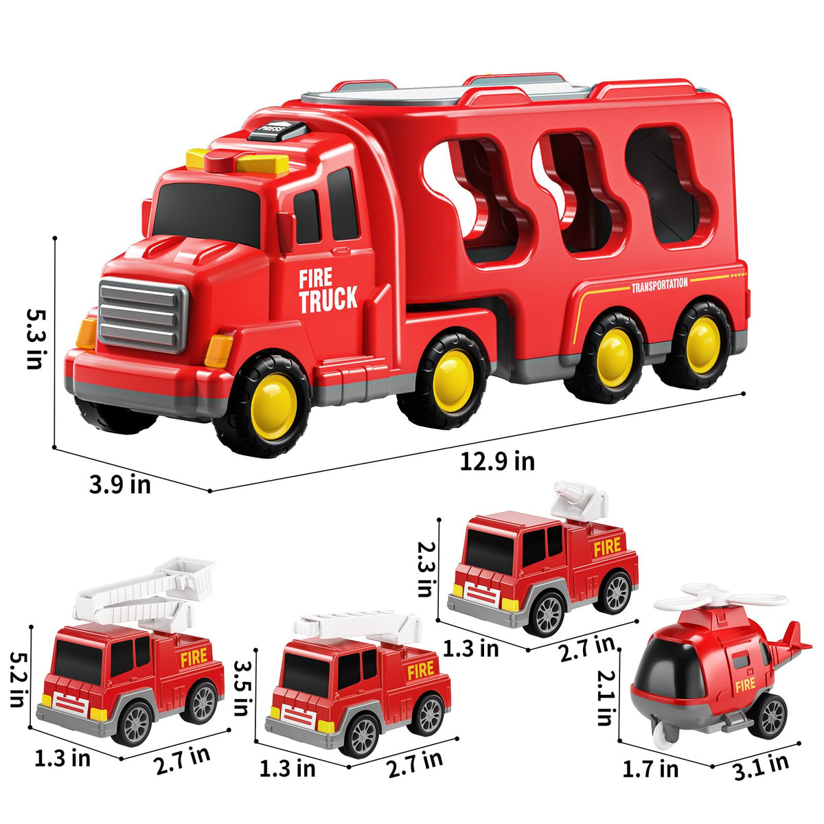 TEMI Fire Trucks fire truck miniature included for realistic rescue scenarios