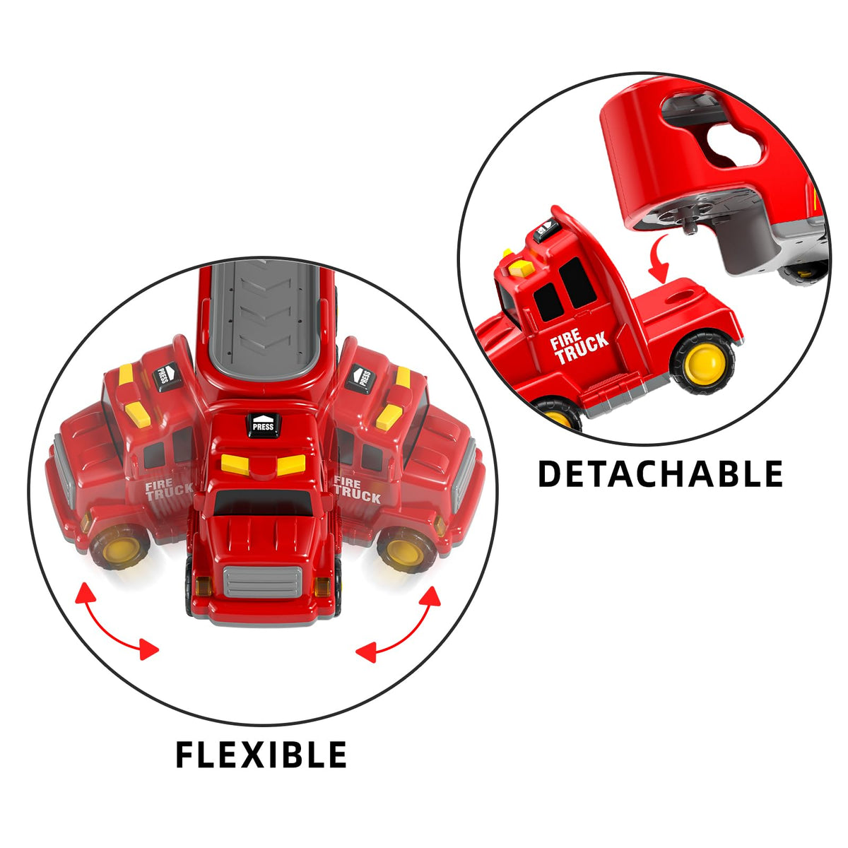 TEMI Fire Trucks lights and sounds feature enhances storytelling during play
