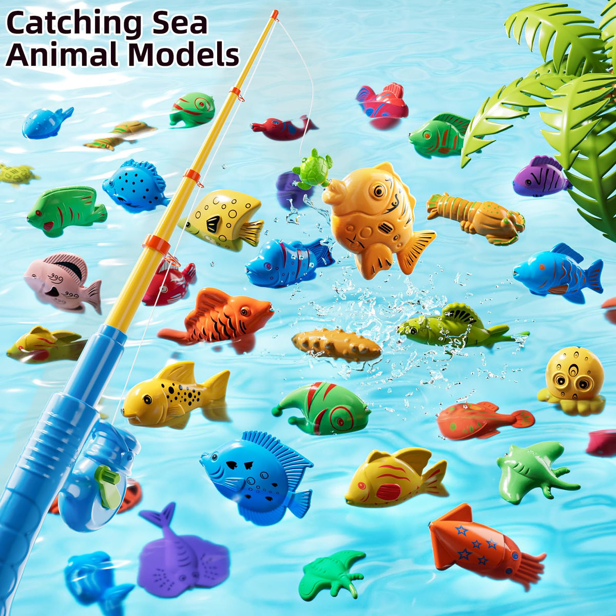 TEMI fishing nets help kids scoop colorful fish during water play.