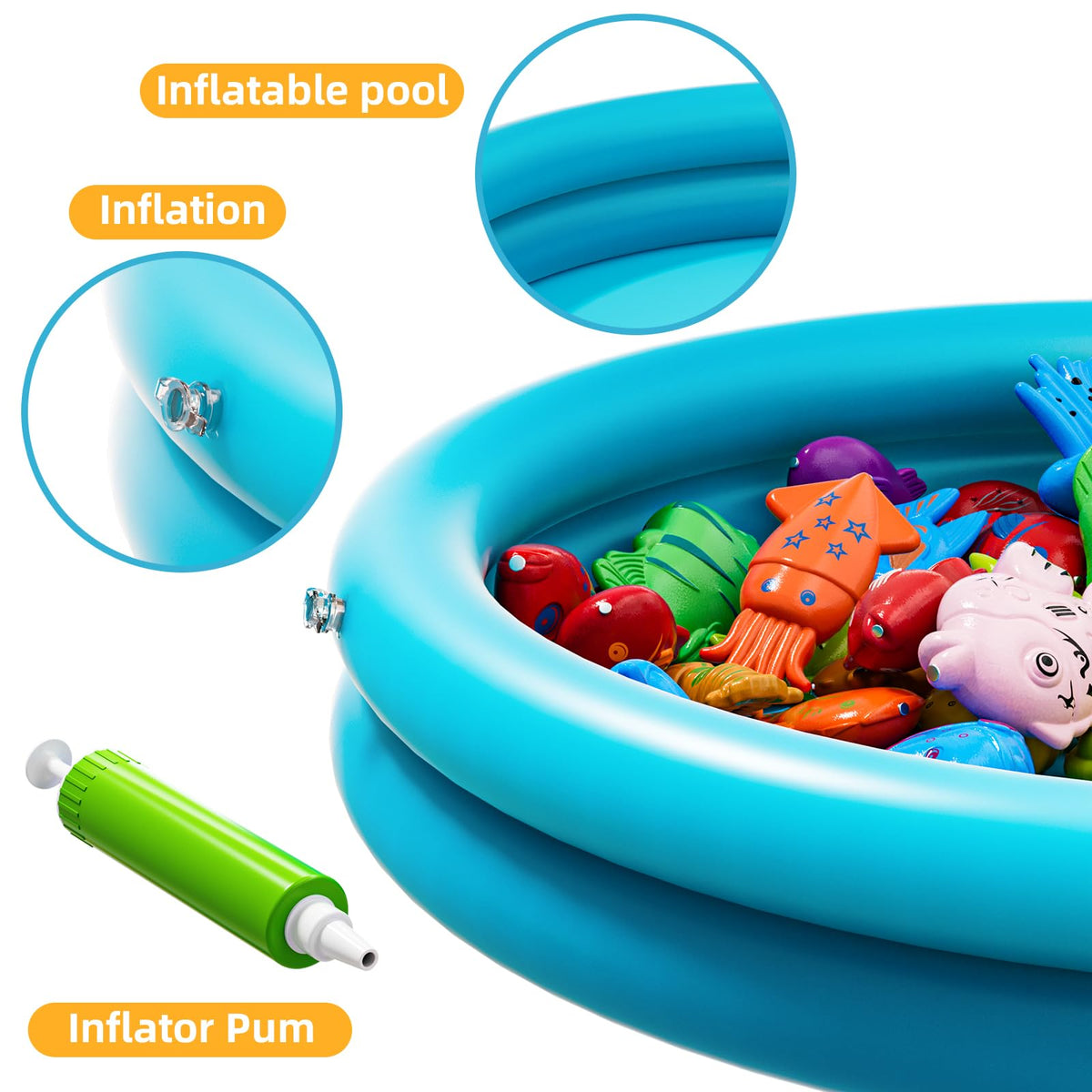 TEMI inflator speeds setup for quick, ready-to-float play surfaces.