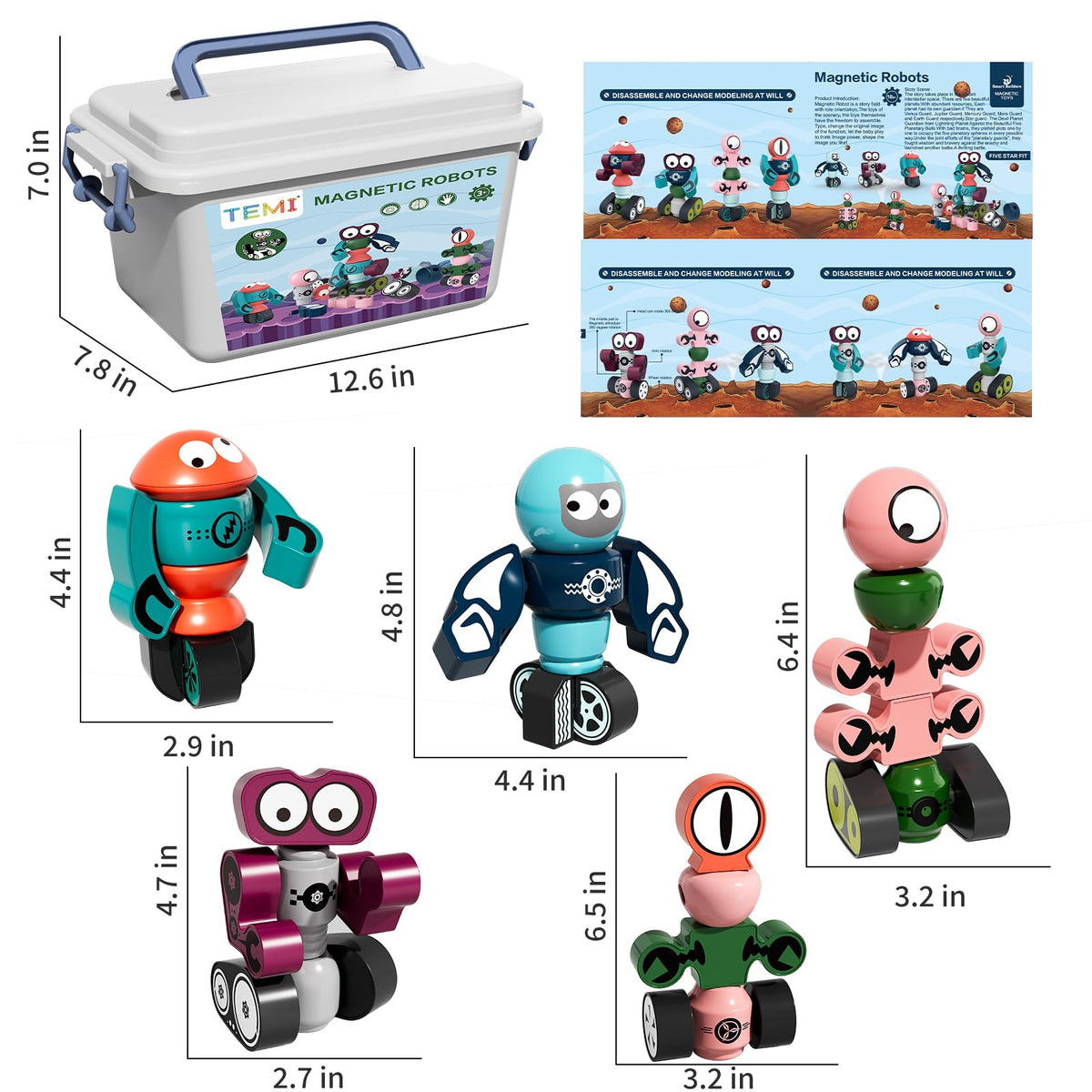 TEMI Magnets Jupiter robot with bold colors inspires creative building sessions.